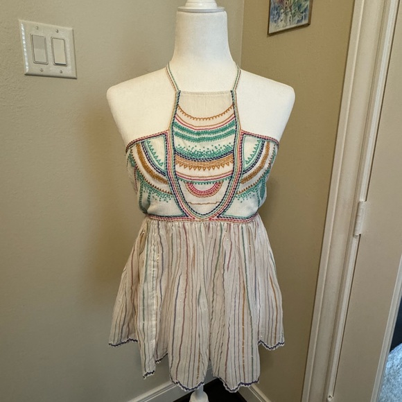 Anthropologie Women’s Floreat Size 6 Embroidered Halter Top - Picture 6 of 13